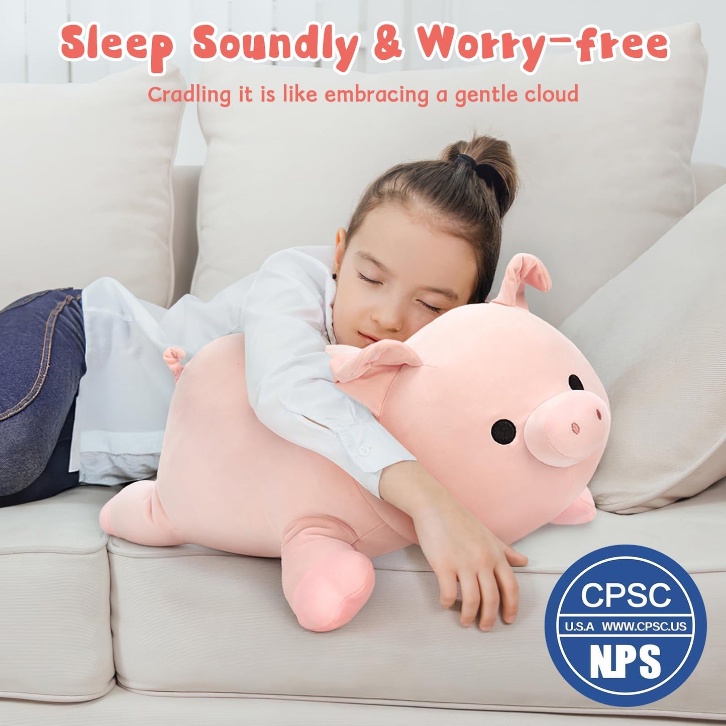 MaoGoLan Pink Pig Stuffed Animal Plush Pillow– 24" Giant Stuffed Pig Toy, Soft Hugging Piglet Toy for Kid Girl Boy & Adults, Perfect Piggy Birthday Gift, Baby Shower Party Favor Decor