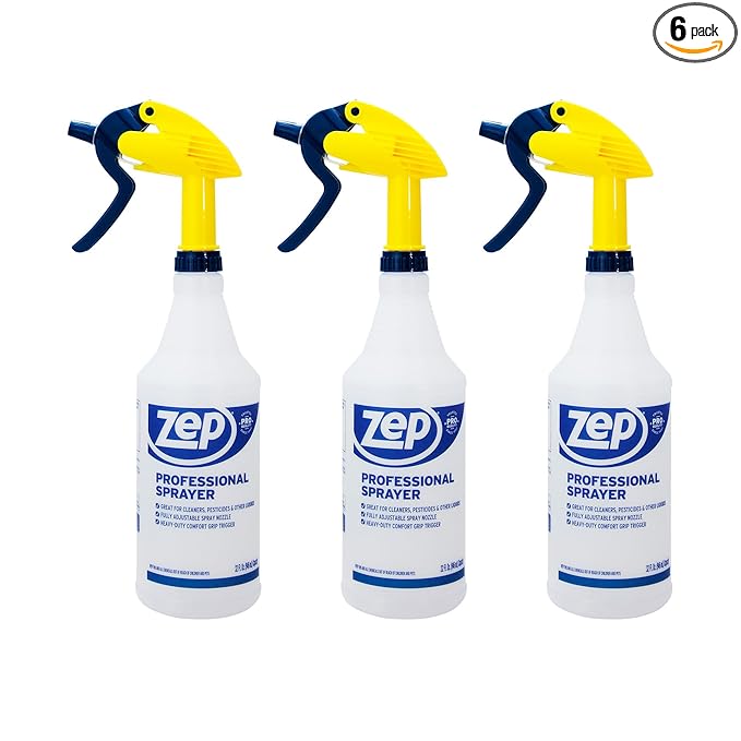 Zep Professional Sprayer Bottle â Fine Mist up to a 30-Foot Stream - (Case of 6) 32 oz.-Versatile Adjustable Nozzle Spray Bottles with a Fine Mist or Powerful Spray, Refillable for Diluted Concentrate
