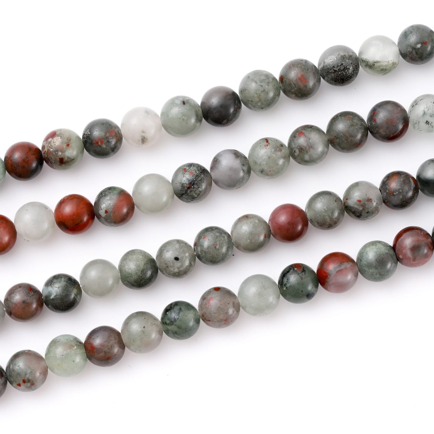 8mm 45pcs DIY Natural African Blood Stone Beads Round Healing Crystal Gemstone Loose Beads for Jewelry Making Handmade Bracelet Necklace