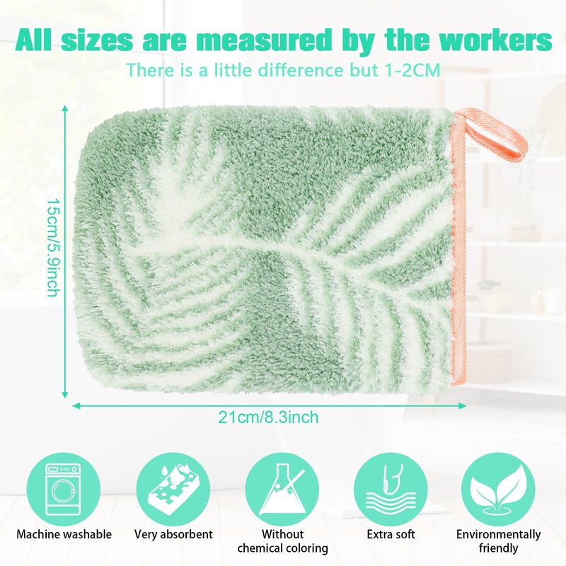 PHOGARY Washcloth 6 Pack for Face Body Bathroom, 6"x8" Super Absorbent & Soft Coral Fleece Facial Cloths for Showering, Quick Dry Towel with Hanging Loop