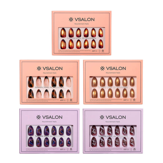 VSALON Press on Nails Almond Maillard Series - Brown Color Collection