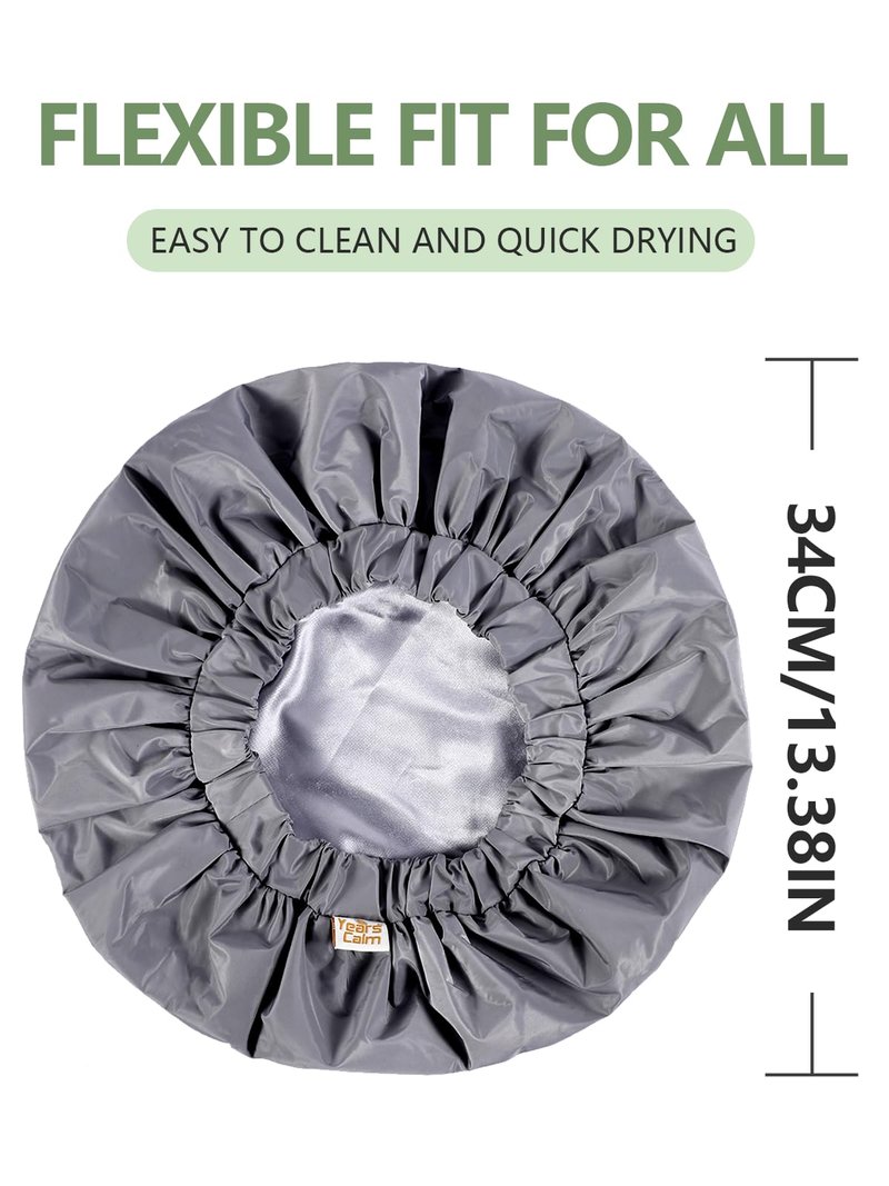 Years calm Reusable Waterproof Shower Caps for Women, Hair Caps for Showers, Double-Layer Elastic Design, for All Hairstyles, Travel-Friendly (grey)