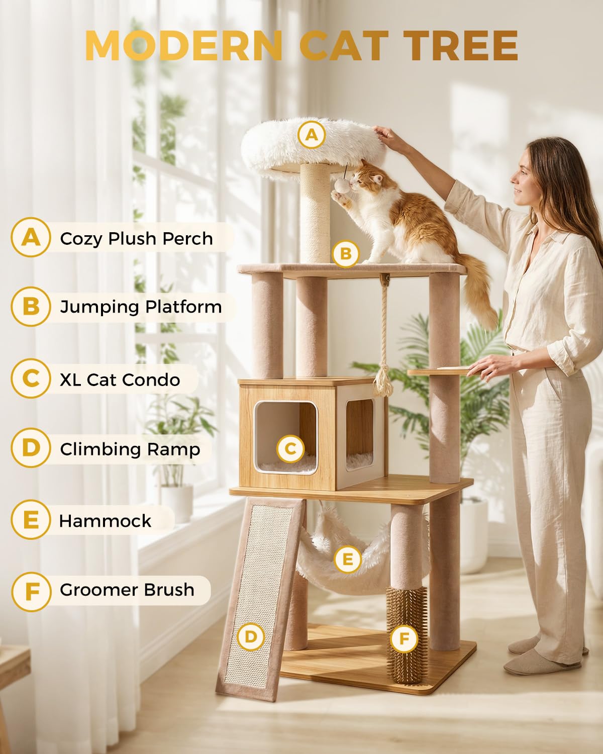 Purrlato Bundle-2 Items: 61" Cat Tree+ 63" Modern Cat Tree