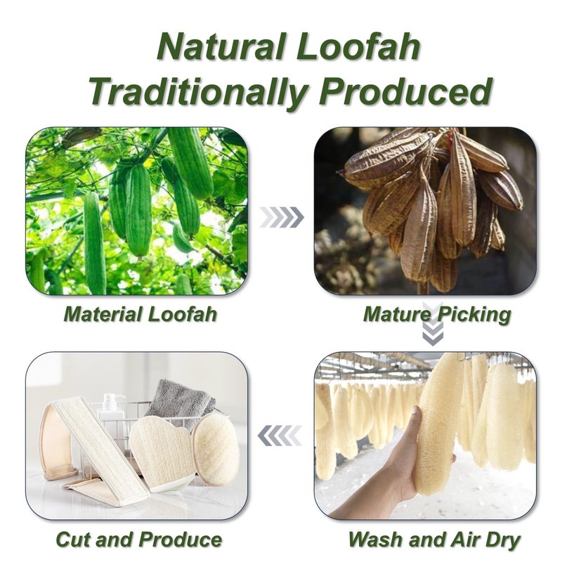 YUNKWONG Natural Loofah Sponge, Exfoliating Body Scrubber for Men Women, Loofah with Handle, Exfoliating Back Scrubber for Shower Set, Deeply Clean & Invigorate Your Skin (3 pcs in Box)
