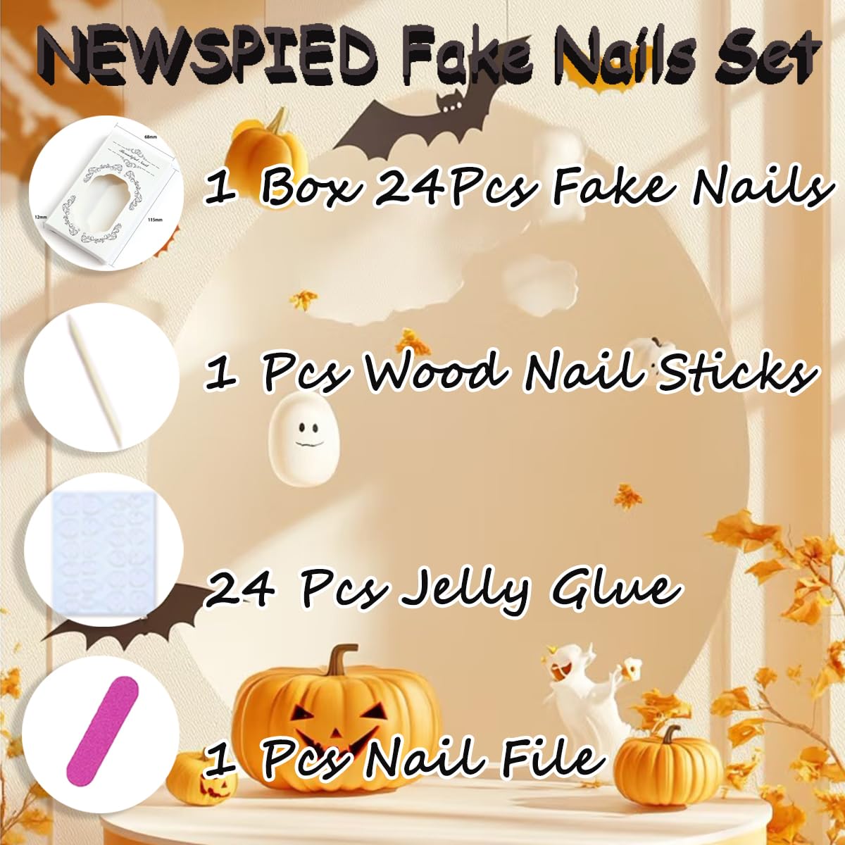 24Pcs Fall Maple Leaf Press on Nails Short Oval Almond Fake Nails with Gold Glitter Designs Thanksgiving Maple Leaves False Nails Full Cover Glossy Nude Acrylic Glue on Nail for Women Autumn Nails DIY