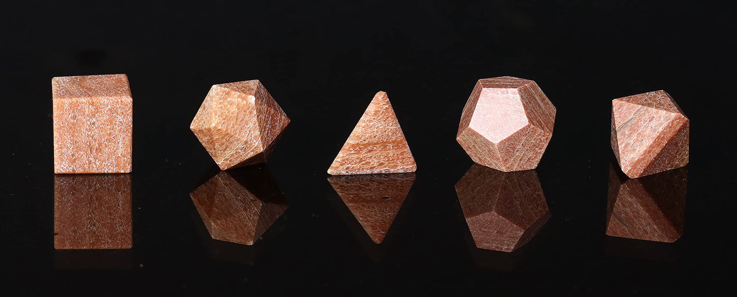 Crocon Chocolate Jasper 5Pcs Platonic Solids Crystal Geometry Set, Platonic Solids Sacred Geometric Stones for Meditation Reiki Balancing Healing Chakra Stone Cleansing Spiritual Good Luck (1520 mm)