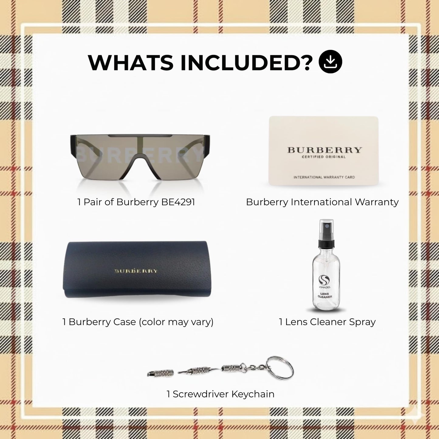 BURBERRY BE4291 Rectangle Shape Nylon Sunglasses with Luxury Eyewear Kit