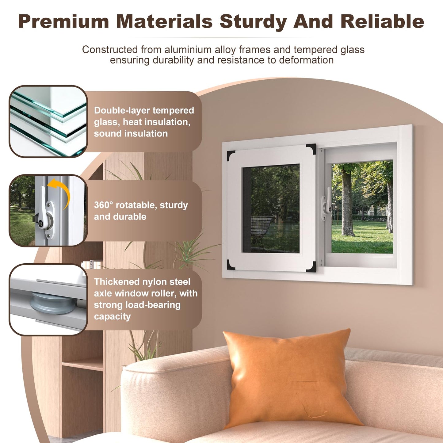 SHZYJBRY Basement Window for Houses, 15.75 x 23.62IN Aluminum Sliding Windows Replacment, Horizontal Replacement Window with Screen and Tempered Glass