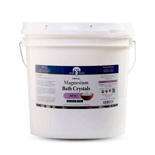 Health and Wisdom Magnesium Bath Crystals - Bath Salts with High Concentration & Enhanced Absorption for Muscle & Joint Relief - Dead Sea Sourced - Unscented - 14 lbs - Up to 113 Uses