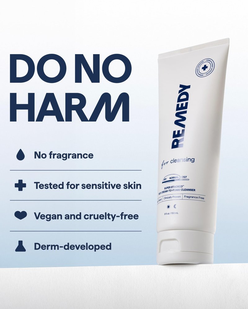 Remedy Cream-to-Foam Cleanser - Hydrating Face Wash with Ceramides, Hyaluronic Acid and Glycerin - Fragrance Free & Eczema Seal Certified - by Dermatologist Dr Shah | 5 fl. Oz