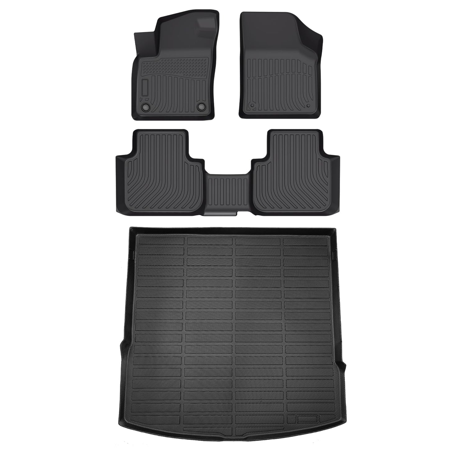 HAFIDI® Floor Mats & Cargo Liner Set Fit for 2020-2025 2026 Volkswagen Atlas Cross Sport (5 Passenger) All Weather Protection TPE Anti-Slip Car Floor Liners VW Atlas Cross Sport Accessories -Black
