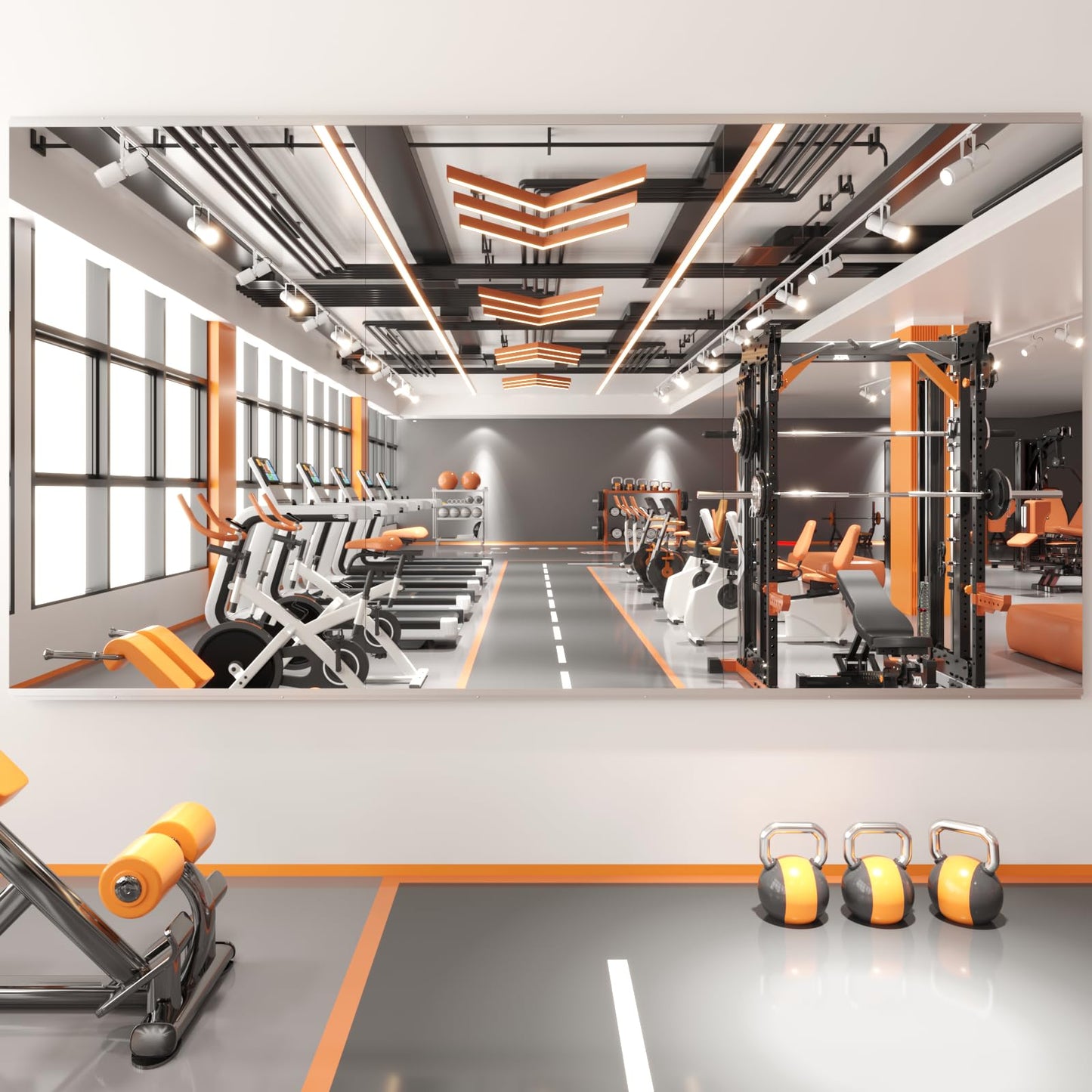 Peegel Home Gym Mirror - 48''x30''(3PCS) Large Frameless Tempered Glass Workout Mirrors for Home Gym Wall,Yoga,Garage,Dance
