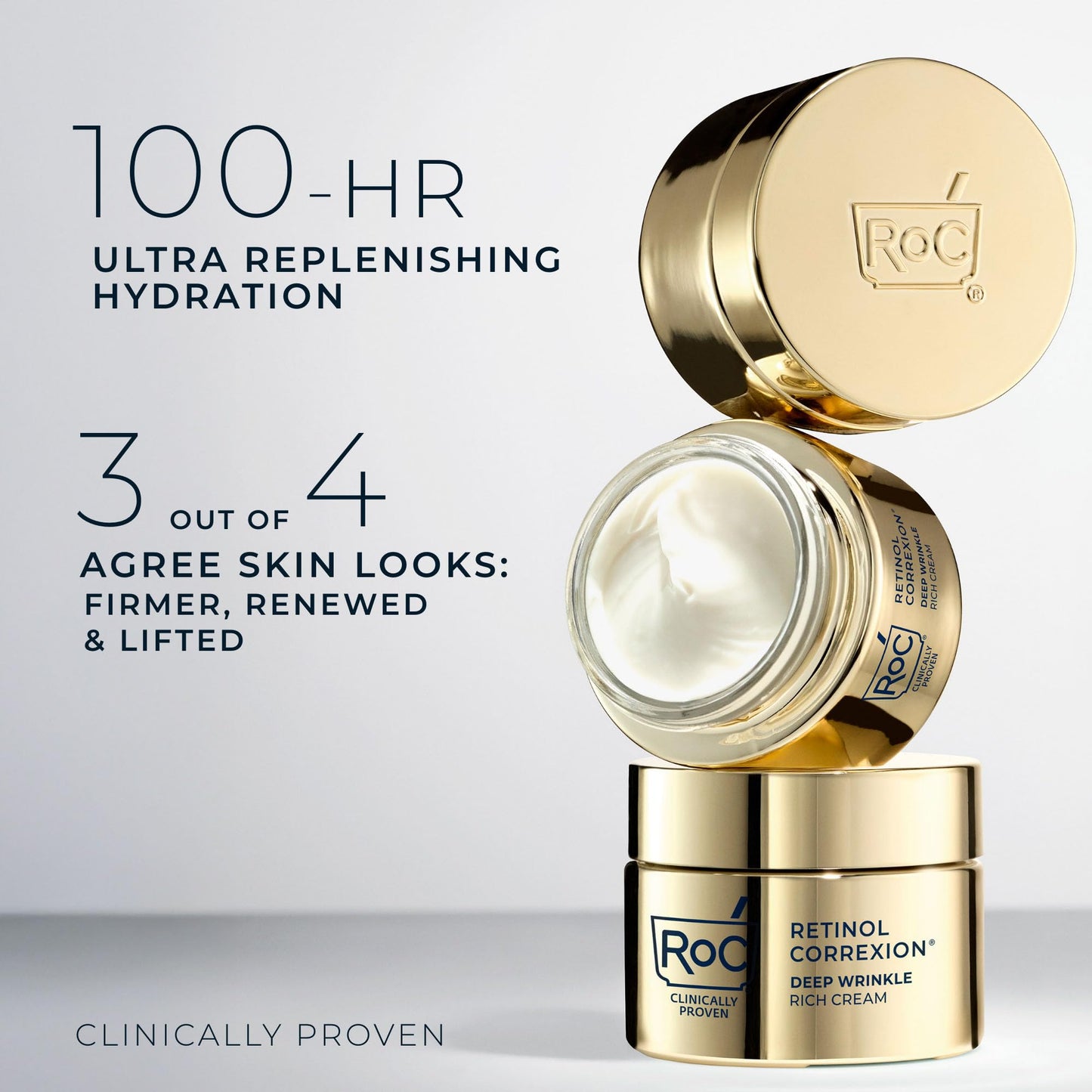 RoC Deep Wrinkle Rich Cream, Fragrance Free, Daily Anti-Aging Firming Cream For Persistent Dryness & Younger-Looking Skin For Women & Men, With Line Smoothing Eye Cream Packette, 1.7oz