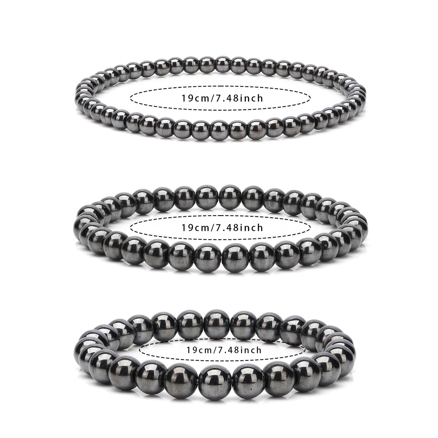 Risyfjew 4MM Handmade Black Obsidian Natural Gemstone Stretch Elastic Bracelet,PE Film Anti-oxidation Packaging Natural Stone Crystal Healing Power Energy Gifts for Adult
