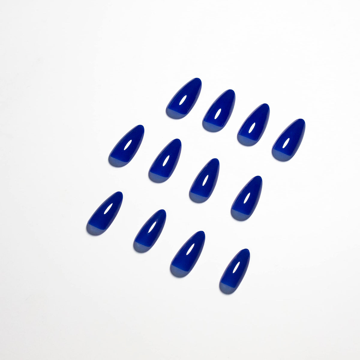 Dark Blue Press on Nails Medium Stiletto Almond,KQueenest Pure Color Acrylic Nails Kit Reusable Fake Nails with Feature Protective UV Coating for Women Nail Art Manicure in 24PCS
