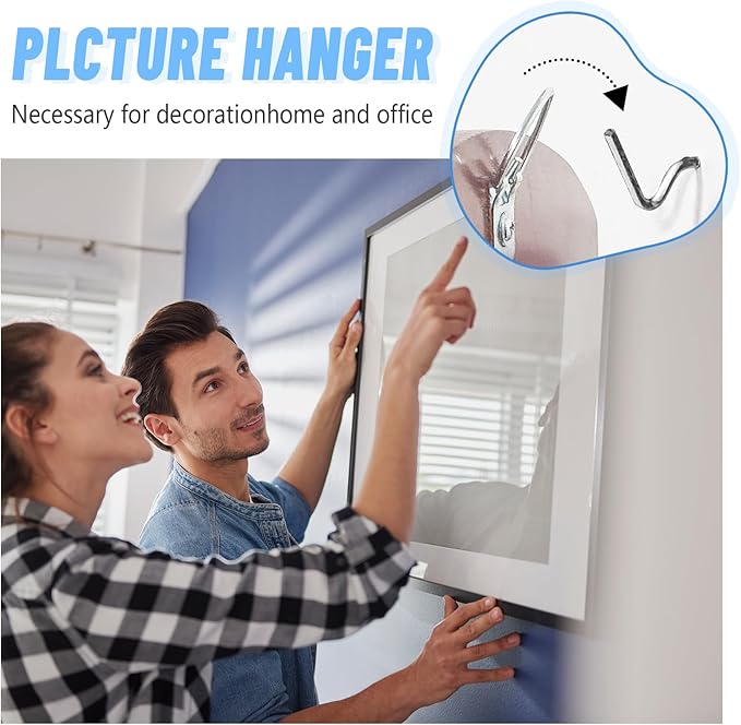 FURHUA 20pcs Black Super Hook Picture Hangers and Office Pack, Drywall Hooks for Hanging Pictures, Wall Hooks, Picture Hangers, Picture Hanging Kit，Hang Art, Clock, Shelves, Mirrors