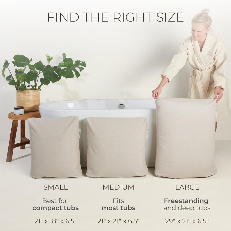 BADESOFA® Luxury Bath Pillow S - Ultra Comfortable & Quick-Drying Bath Back Pillow - Washable Full Body Bath Pillow for Bathtub - Therapeutic Head and Neck Support - Luxury Spa Cushion in Ivory Pearl