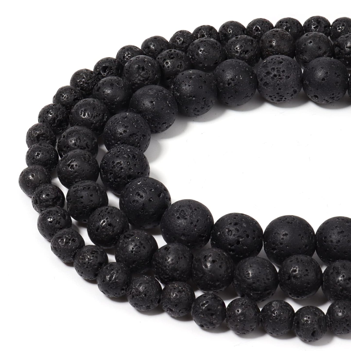 60pcs 6mm Natural Stone Beads Black Lava Beads Energy Crystal Healing Power Gemstone for Jewelry Making, DIY Bracelet Necklace