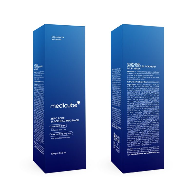 medicube Zero Pore Blackhead Mud Facial Mask - Skin Cooling & Pore Tightening - 3 Minute Quick Dry Formula with AHA, BHA, PHA, and Pore-Purifying Clay - Korean Mud Mask 3.52 oz
