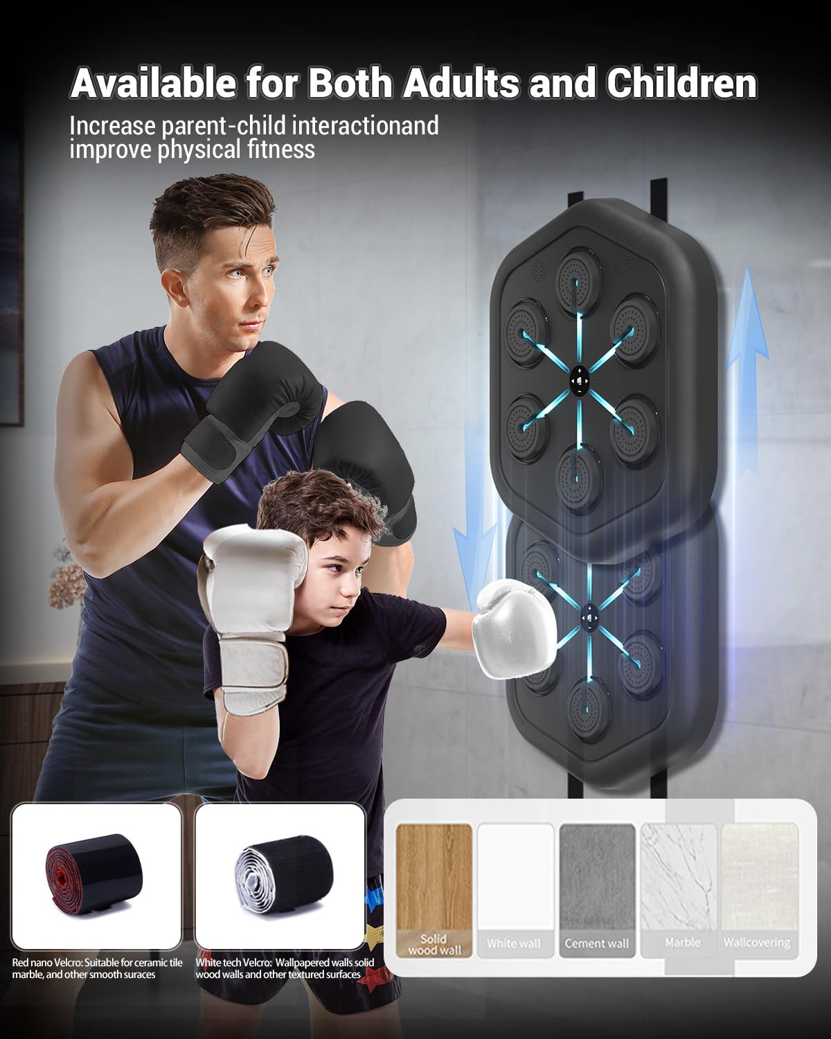 2025 Upgraded Smart Music Boxing Machine, Professional Online Boxing Lessons for Sculpting Fat Burning - 24H Standby, 160 Synced LED Lights, Wall-Mount Punching Bag for Home Gym (4th and 5th)