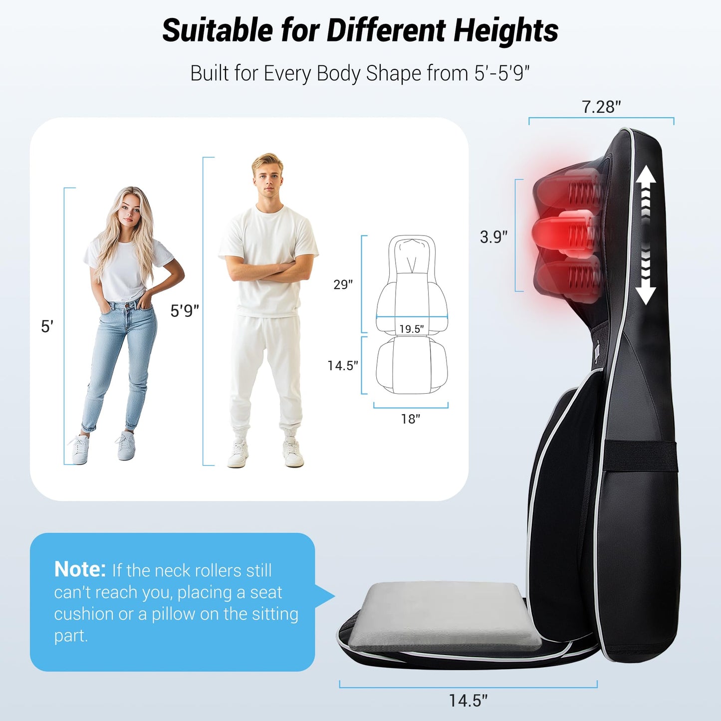 Mynt Back and Neck Massager for Pain Relief Deep Tissue,3D Shiatsu Acupressure Neck Back Massager with Heat, Seat Massager for Full Body Relaxation Black