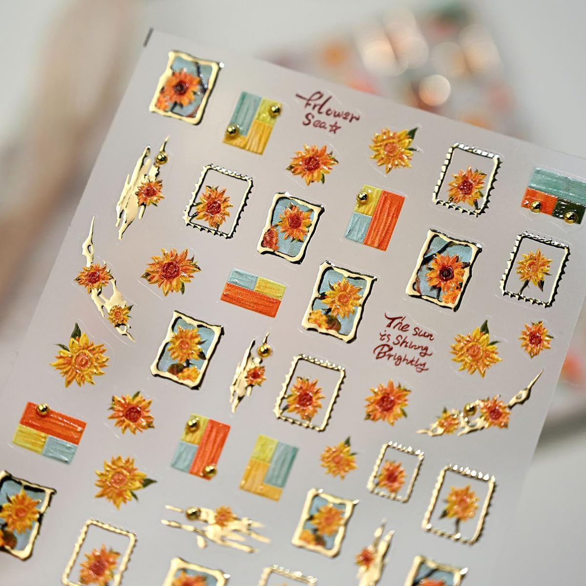 Fall Nail Art Stickers, 5D Embossed Autumn Flower Nail Decals for Nail Art Design Self-Adhesive Nail Supplies Accessories for Women