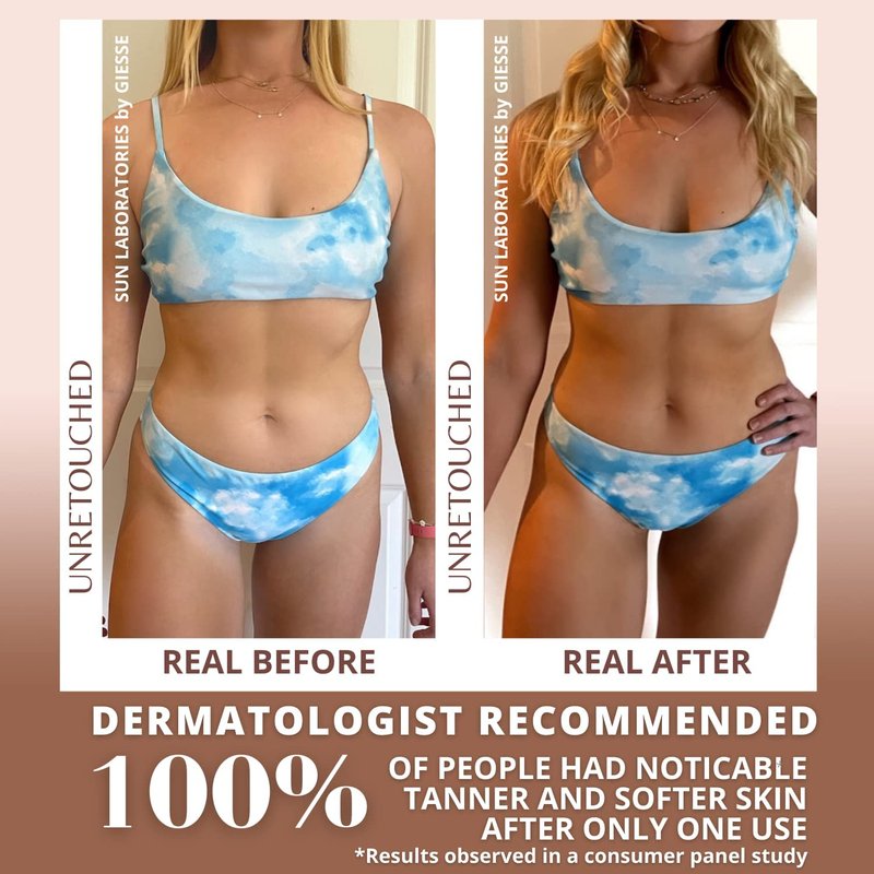 Sun Laboratories By Giesee Tanning Mitt Plus Tan Overnight Self Tanner 2 oz - Self Tanning Lotion, Medium Tone Self Tanner, Organic Sunless Tanning Lotion, Travel Size Tanning Mitt