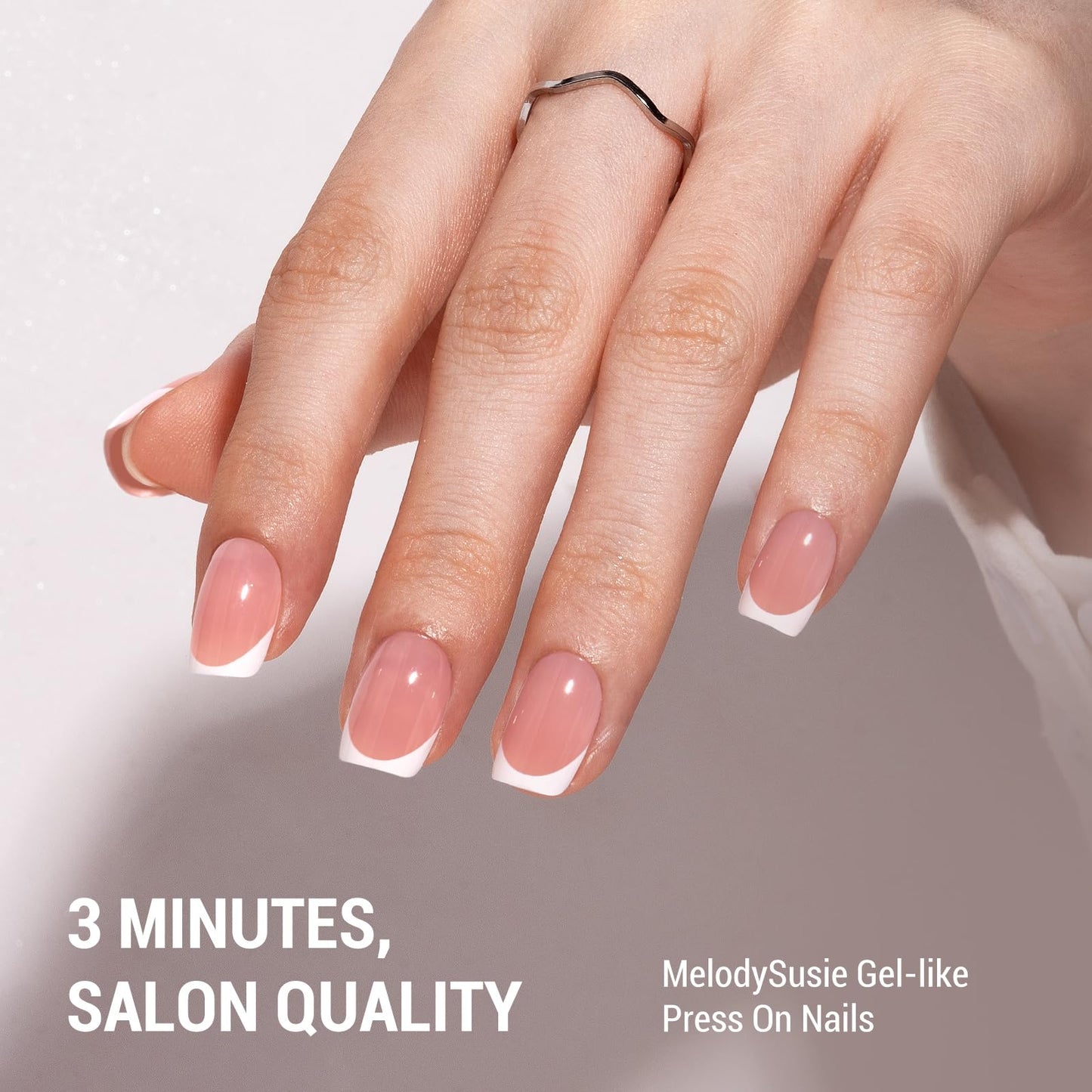 MelodySusie UV Nail Lamp MelodySusie Press-On Nails Short Square White French Tips
