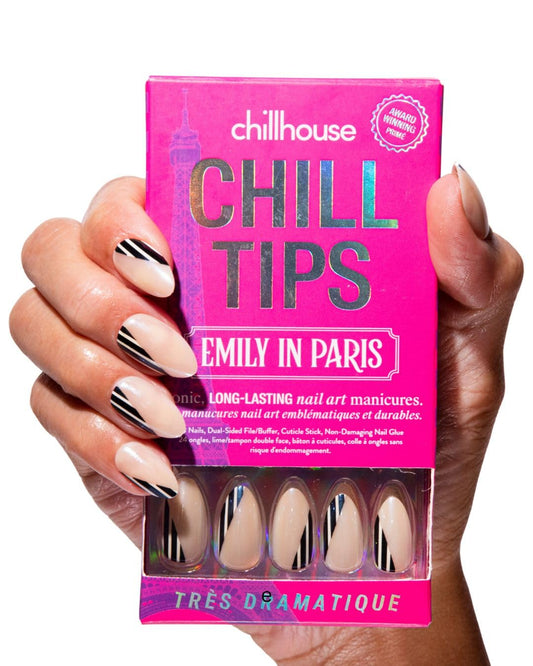 Chillhouse - Chill Tips, Press on Nails Kit - Très Dramatique (Almond) - 24 Nail Shapes & Sizes - Up to 2 Weeks of Wear - Customizable Fit - Reusable - Latina Founded & Women Owned - Beauty, Self Care