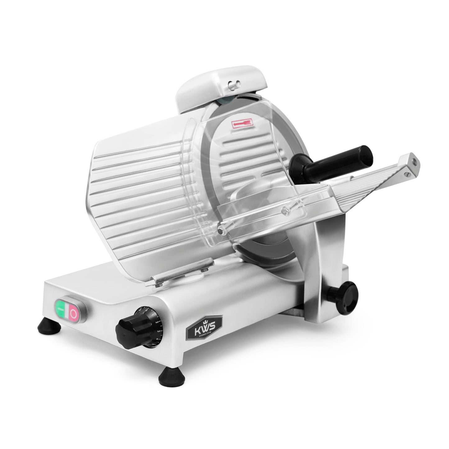 KWS 10NS Commercial 10" Meat Slicer, 320W High-Torque Motor, Precision Stainless Steel Blade, Deli-Style Thin Slicing, Built-In Sharpener, Heavy-Duty Aluminum Body for Meat, Cheese & Semi-Frozen Foods