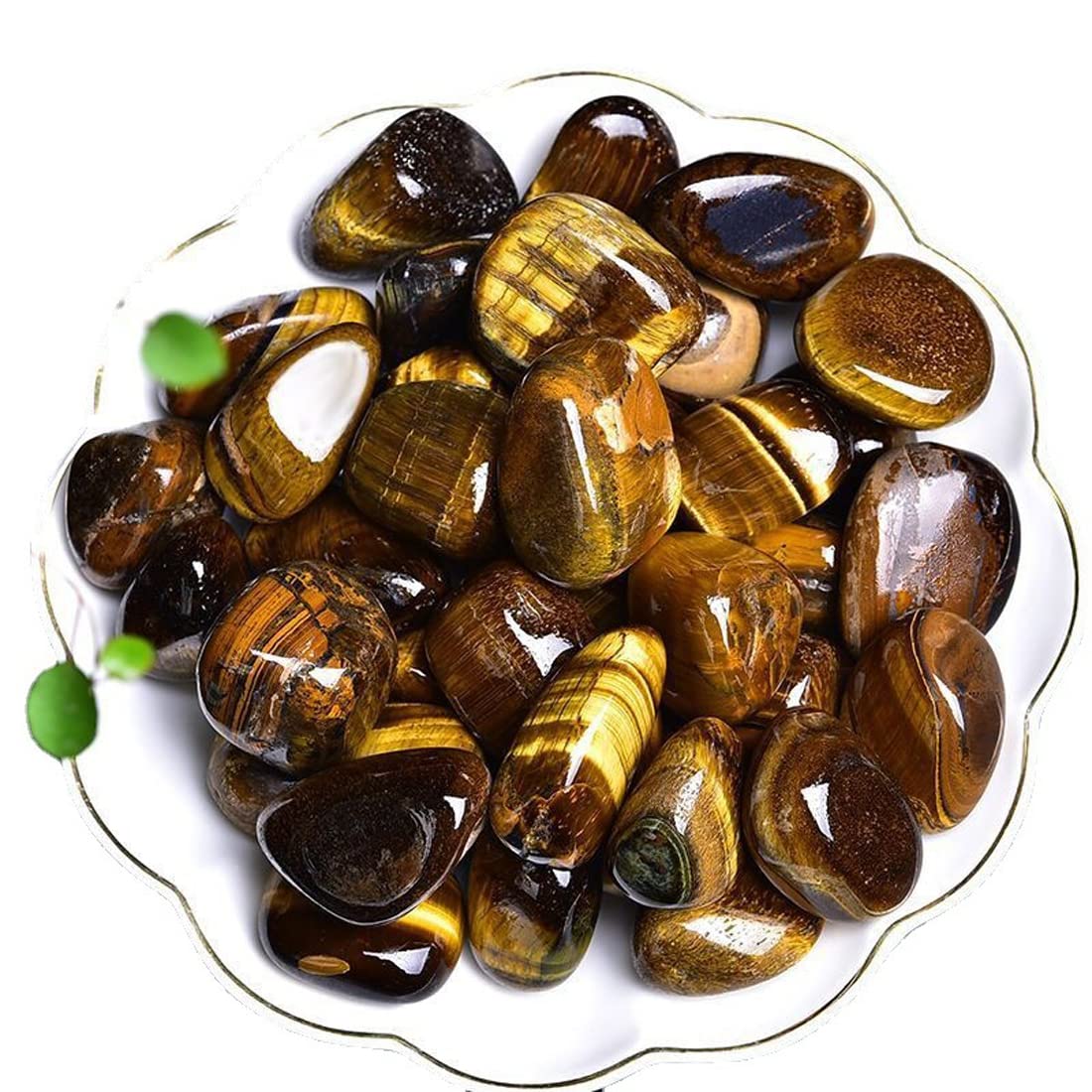 Tiger's Eye Healing Crystal Stones, 1.25-2.0" Large Reiki Healing Gemstones Natural Tumbled Polished Stones for Energy Witchcraft Therapy Meditation