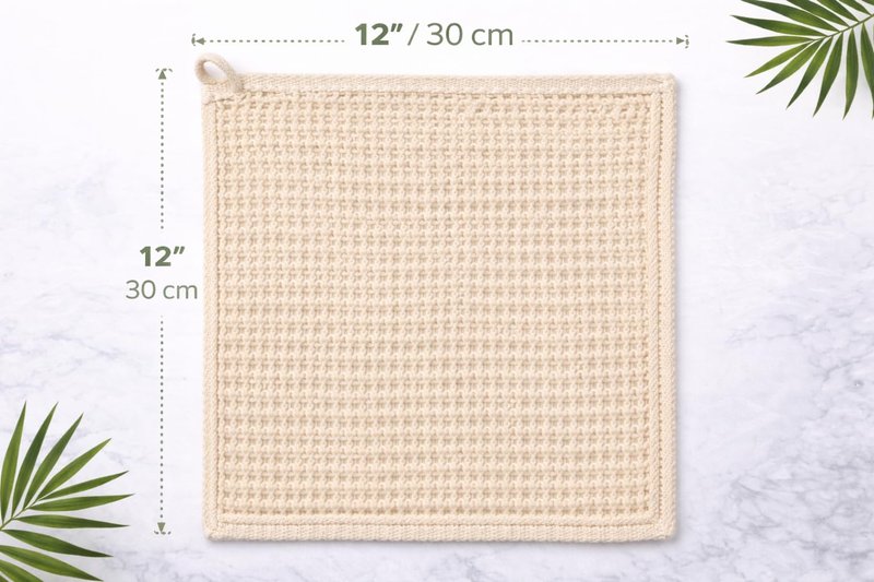 URBLUX Hemp Exfoliating Washcloths (3 Pack), Dual-Sided Body & Face Scrub Cloth, Natural Bath Cloth, Loofah Alternative, Fast Drying, 12x12 Inch