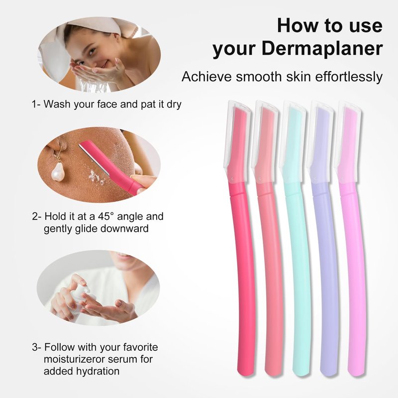 Dermaplane Razor, Face Razors for Women, Dermaplaning Tool with Microblades for Face, Gentle Facial Exfoliation, Peach Fuzz Removal and Eyebrow Shaping, Skin Care Tool for Smoother Skin, Coral