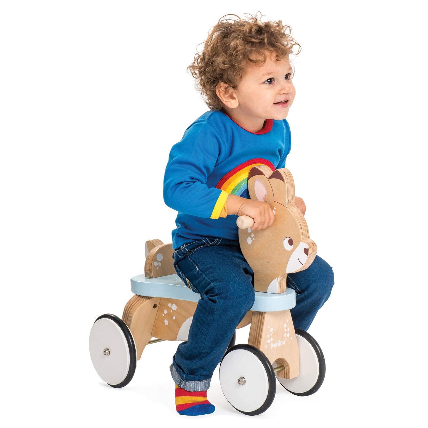 Le Toy Van - Petilou Wooden Ride On Deer Push Along Toy for Toddlers | Suitable for Boy Or Girl 1 Year Old +, Small