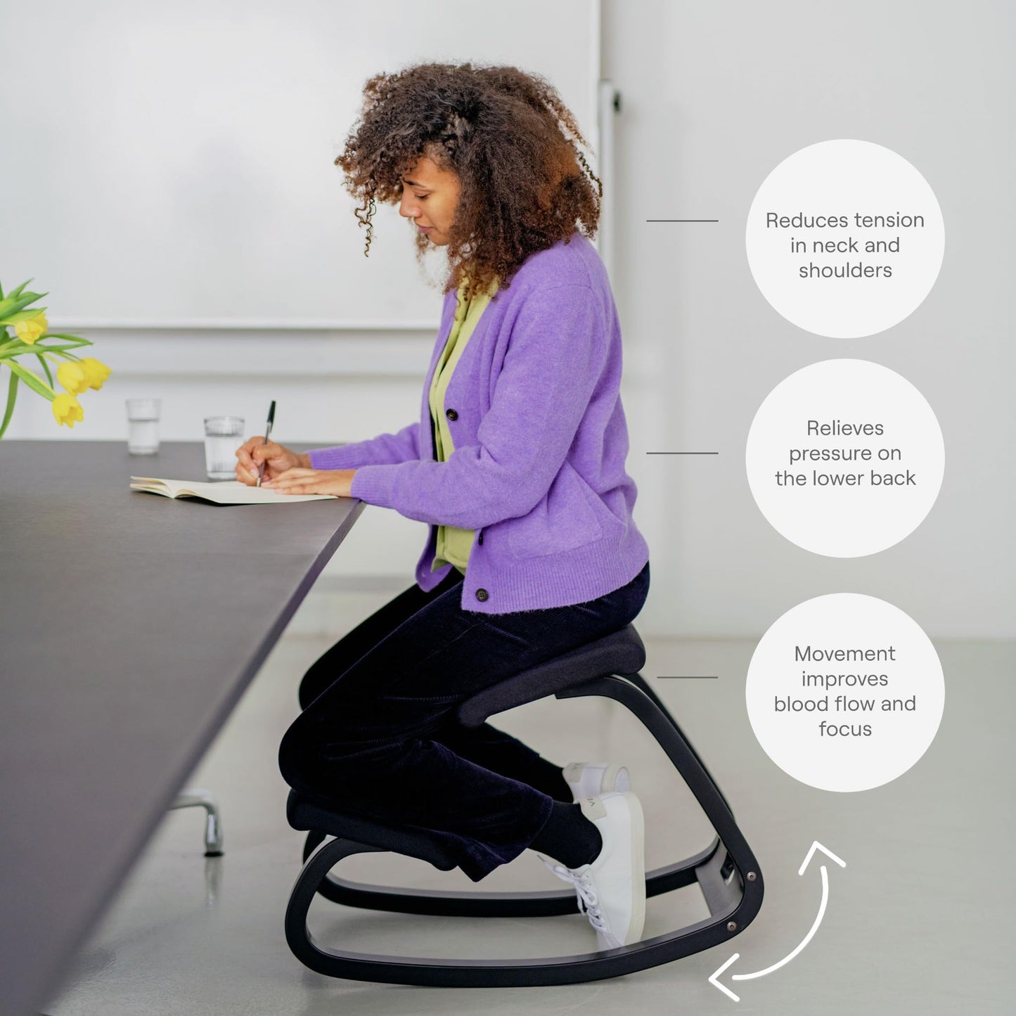 Varier Variable Natural/Yellow Ergonomic Office Kneeling Chair – Active Sitting, Rocking Seat for Home, Study & Posture Support – 10 Year Quality Guarantee