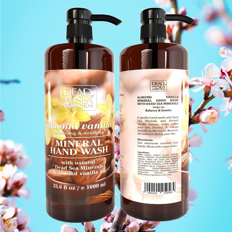 Dead Sea Collection Hand Soap Pump Hemp & Coconut Lime - Moisturizing Hand Wash with Dead Sea Minerals - Cleanses & Refreshes with Hemp - Coconut, Lime Oils, Pack of 2 (33.8 Fl Oz Each)
