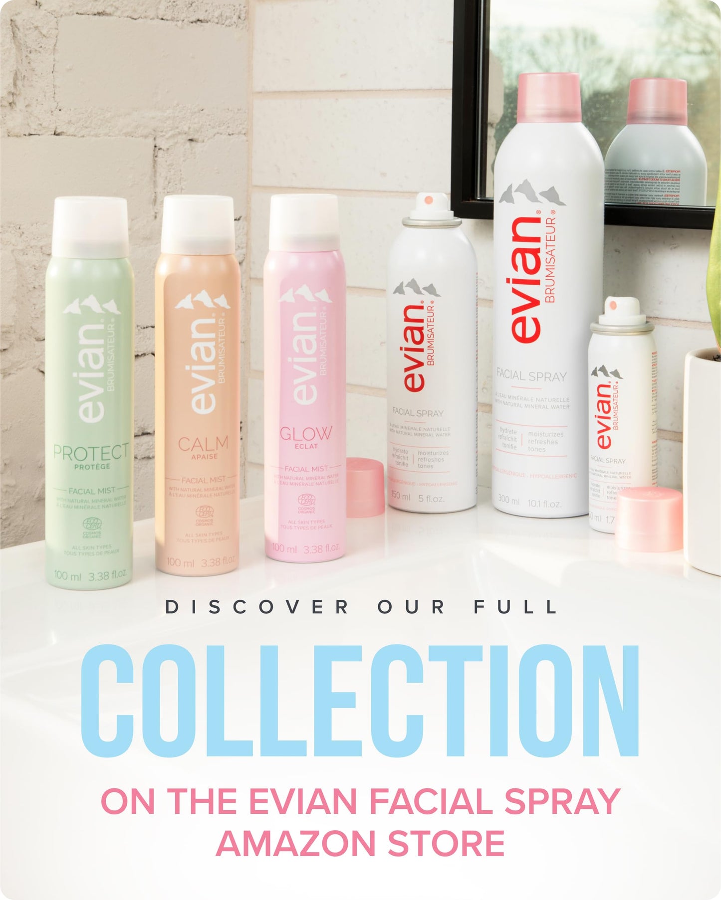 Evian Facial Spray 1.7 oz Travel Trio - Hydrating Mineral Water Mist for Face & Skin - Refreshes Makeup and Tones - TSA-Approved Mini Facial Spray to Hydrate and Refresh Skin Anywhere