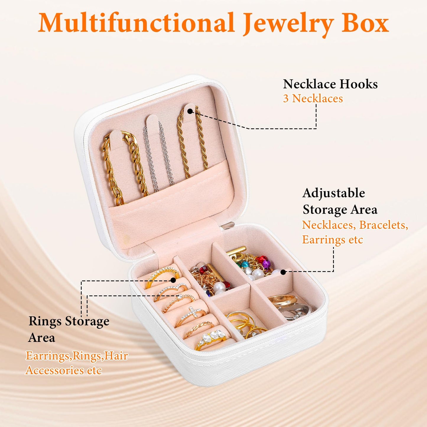 kenaeooe 12 Pack White Travel Jewelry Case, PU Leather Mini Jewelry Organizer Box, Portable Earring Storage Box for Women, Girls, Bridesmaid Gifts(3.94 x 3.94 x 1.97 Inches)