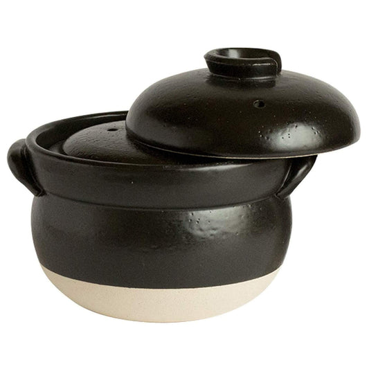 Japanese Donabe Rice Cooker, 3 Go, with Inner Lid, 1900ml, Made in Mie, Japan