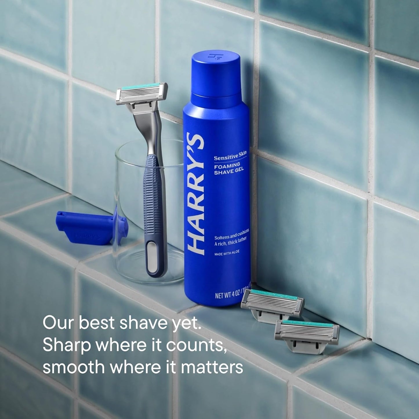 Harry's Plus Trial Shaving Kit for Men - Premium Handle, Razor Blade Cartridge, Foaming Shave Gel, and Travel Blade Cover - Advanced Pivoting System - Onyx