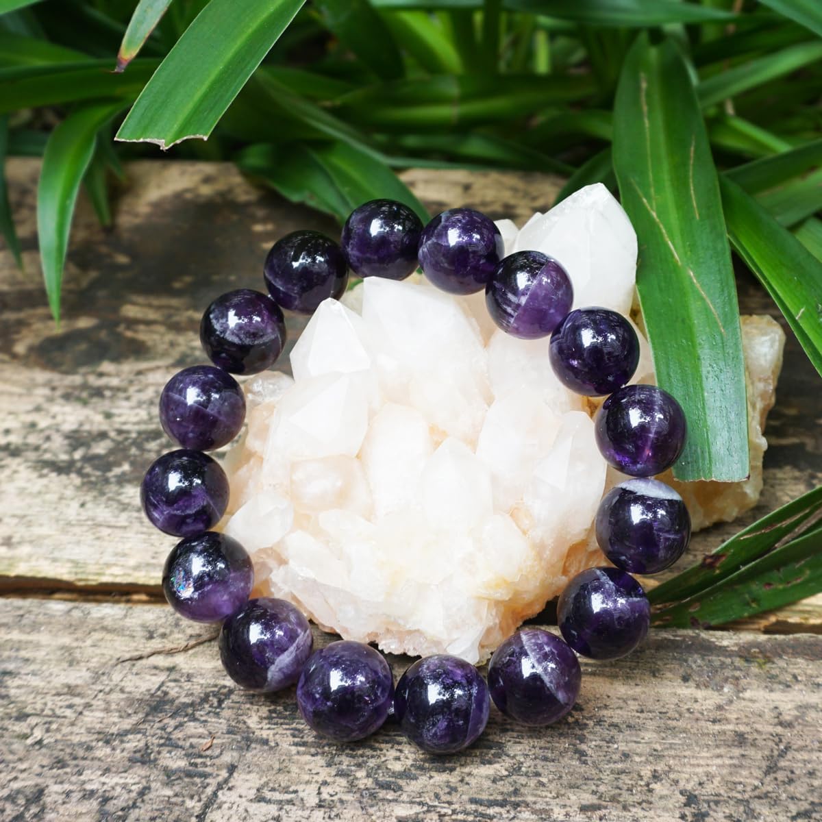 TaHLga 14MM Amethyst Bracelet for Men | Natural Third Eye & Crown Chakra Crystal | Fits for about 7.5" Wrist | Emotional Healing Spiritual Gift for Talismans & Amulets & Talismans Amulets & Feng Shui