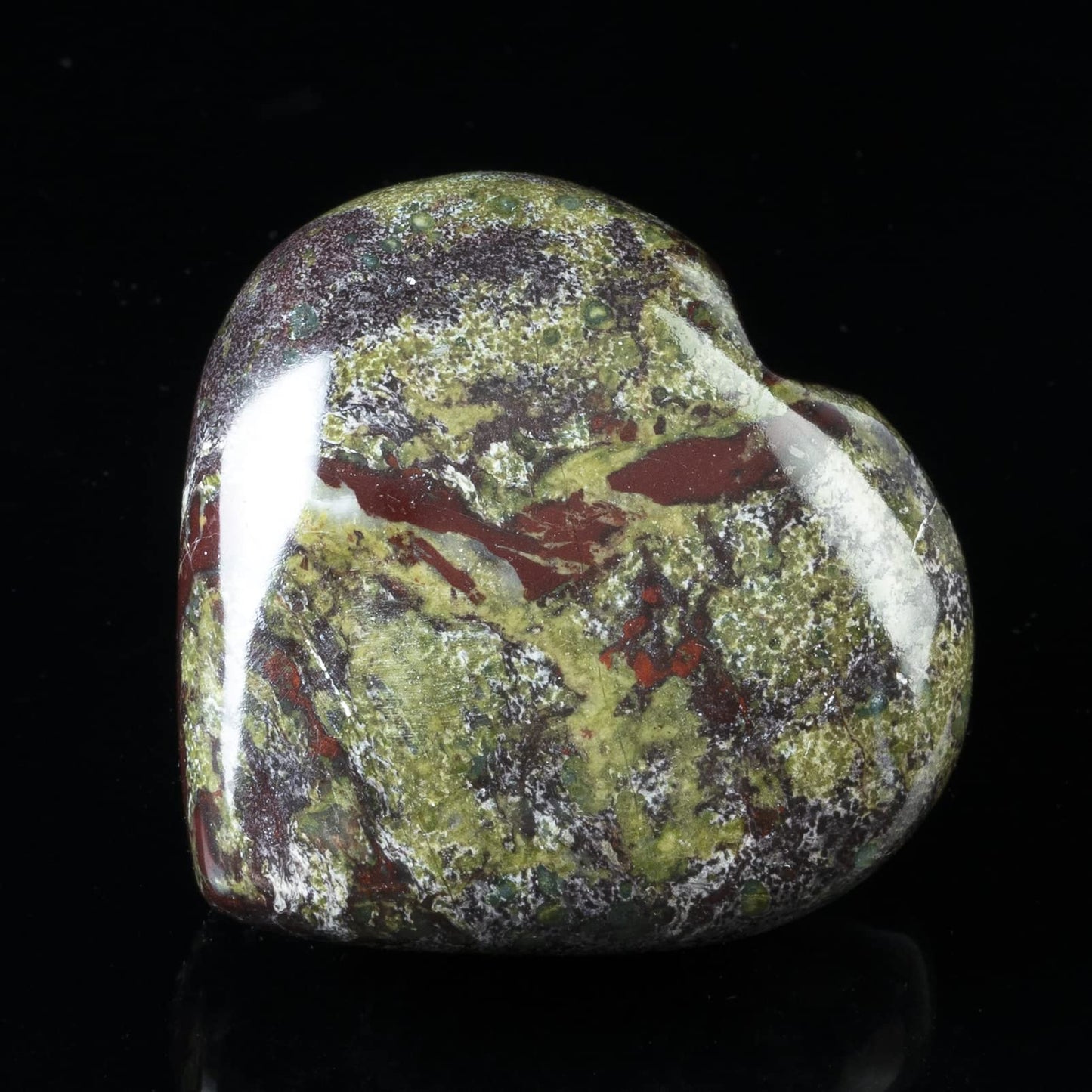 Crocon® 50mm Dragon Bloodstone Heart stone Big Heart Shape Puff Stones Set 450+ Carats Pocket Crystal Healing Tumble Collection Palm Worry Stone Good Luck Charm Meditation Gift Craft Home Decor