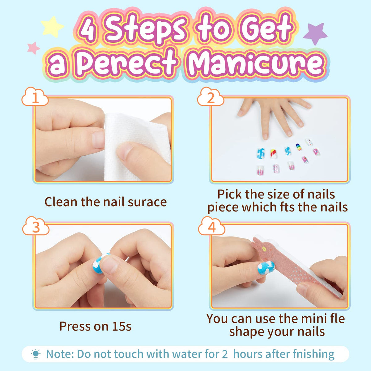 Modelones Press on Nails for Kids 144Pcs 6 Pack Children Acrylic Fake Nails Pre-glue Full Cover Glitter Gradient Color Rainbow Candy Short False Nail Kits Sets Thanksgiving Christmas Gifts for Girls