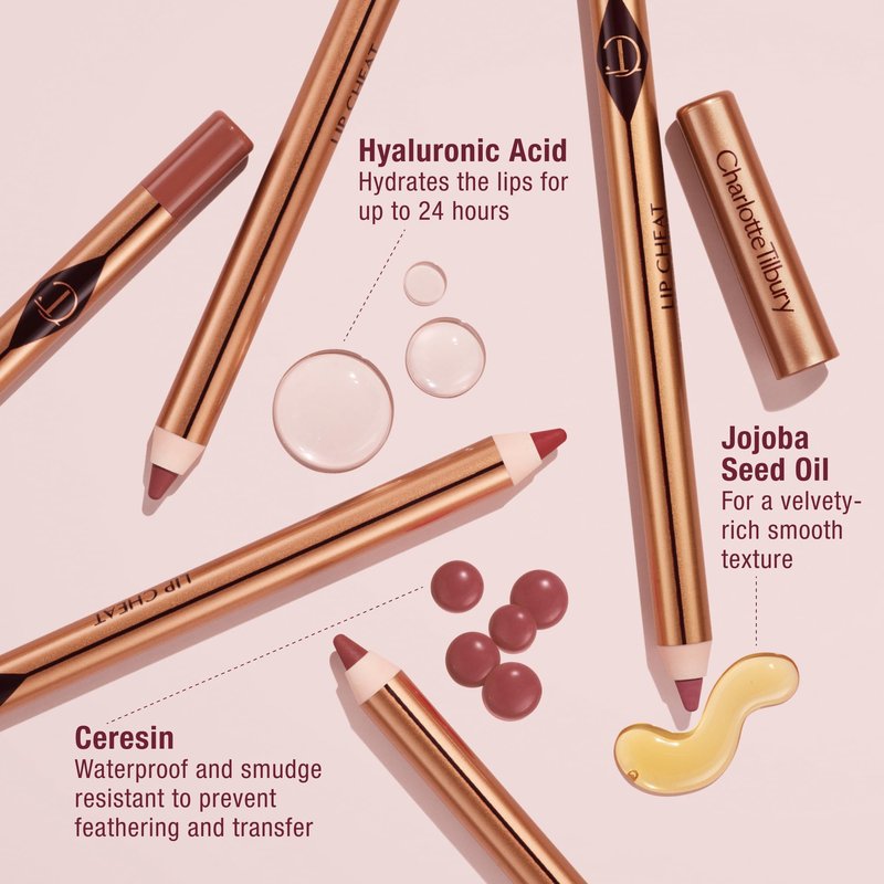 Charlotte Tilbury Lip Cheat Lip Liner Pencil - Gives Lips a Fuller-Looking, Defined Pout - Enriched with Jojoba Oil & Hyaluronic Acid - Waterproof, Smudge-Proof & Transfer-Proof - Love Trap