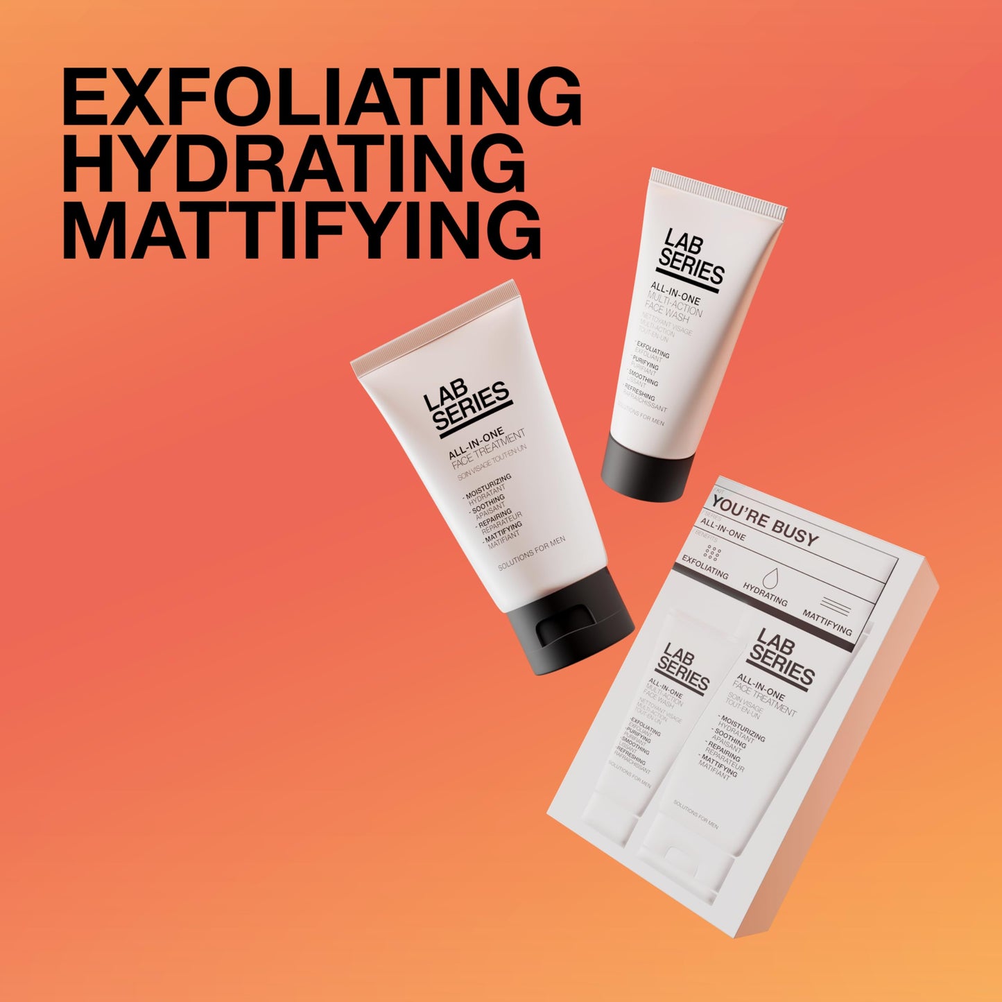 Lab Series All-In-One Men's Skincare Set - Essential Skin Care Routine Kit Includes Men's Face Scrub - Facial Lotion for Men