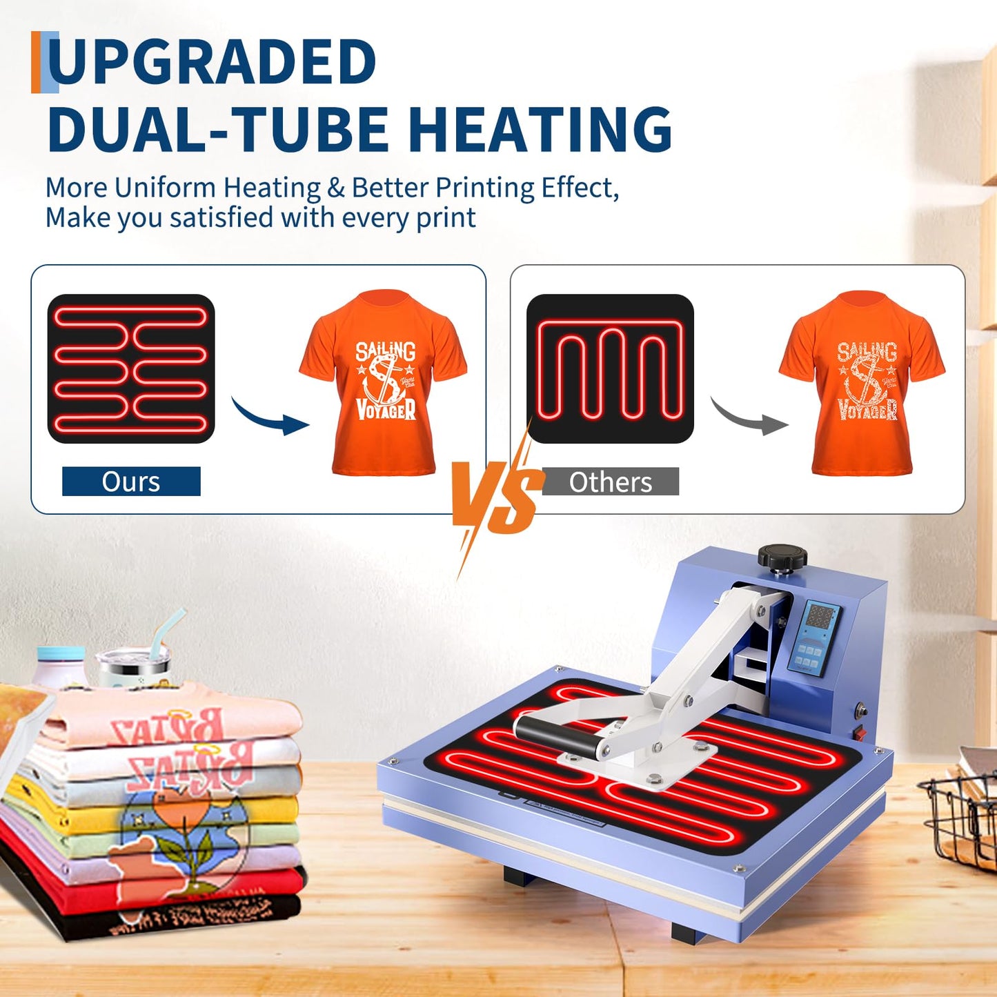 Heat Press 16"x20", Heat Press Machine, Even Heating Technology, Large Operating Panel, Industrial Digital Heat Transfer Machine Sublimation for T-Shirts, Clothes, Canvas Bags, Red