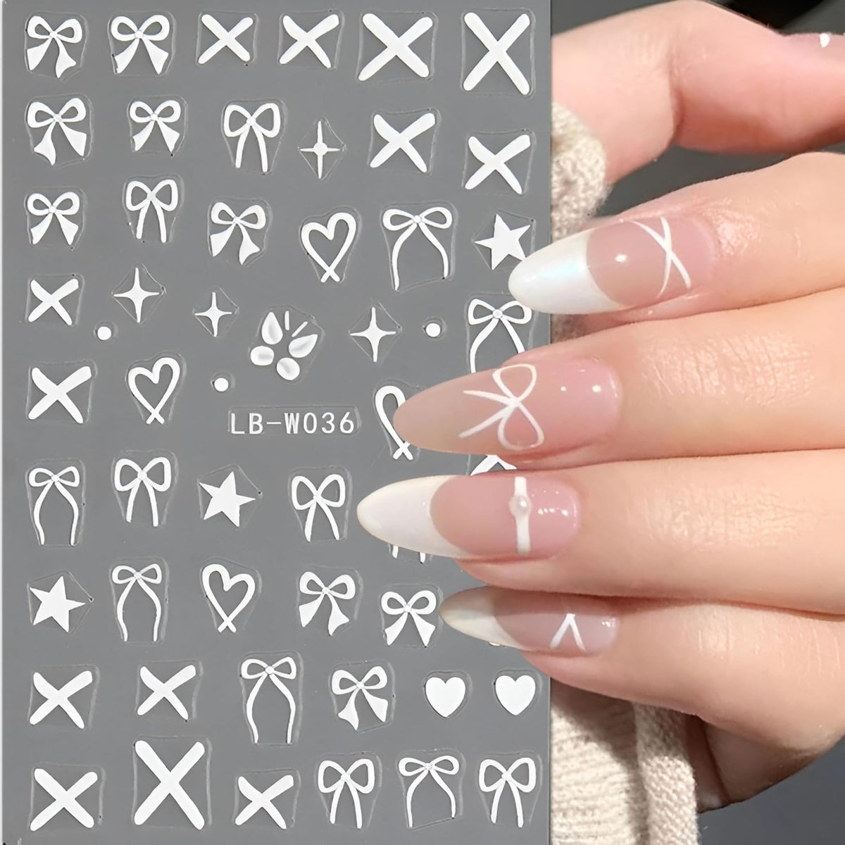 12 Sheets Bow Nail Stickers for Nail Art White Red Pink Bow Nail Decals 3D Self Adhesive Heart Nail Art Stickers Bow Nails Art Supplies for Women Girls