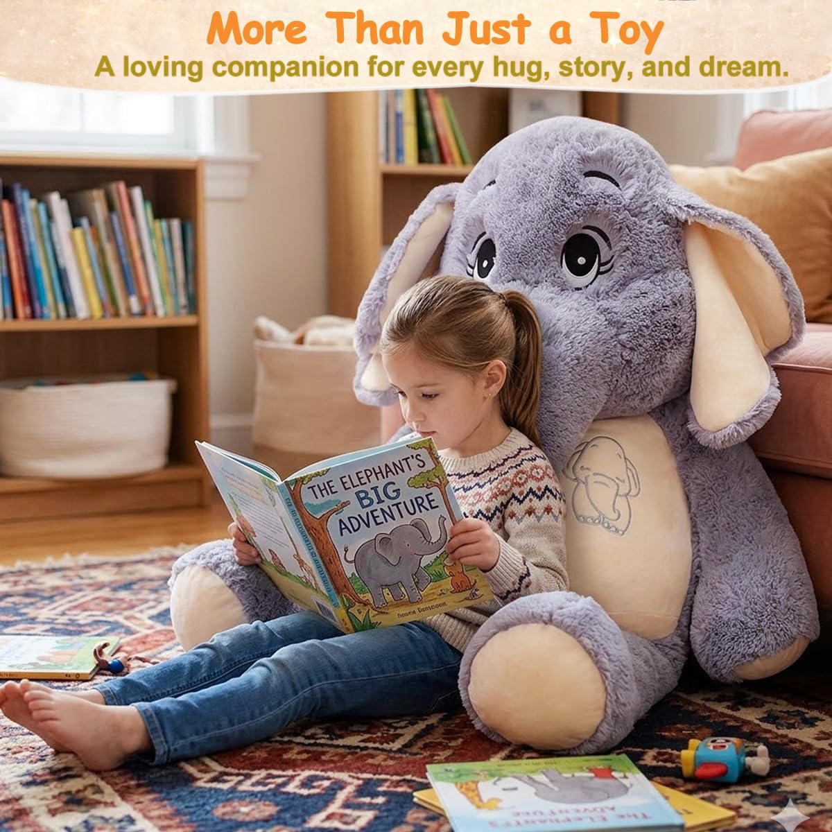 Giant Elephant Stuffed Animal 39'', Large Plush Toy, Soft Huggable Cute Elephant Plush for Girls, Boys, Kids, Babies - Gifts for Birthday, Mother's Day, Christmas