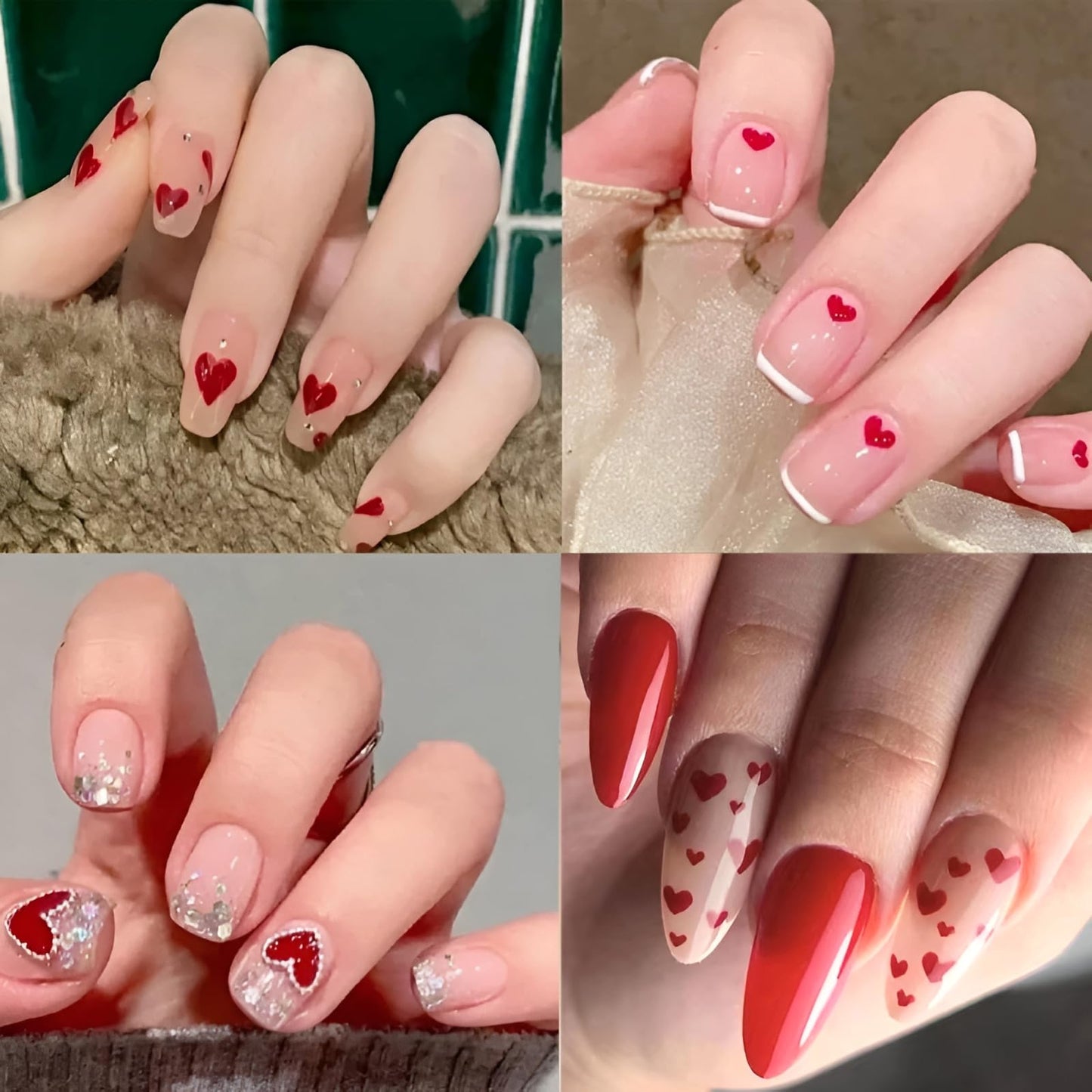8 Sheets Red Heart Nail Art Stickers Valentine's Day Nail Decals 3D Self-Adhesive Pegatinas Uñas Red Heart Love Nail Supplies Nail Art Design Decoration Accessories for Women