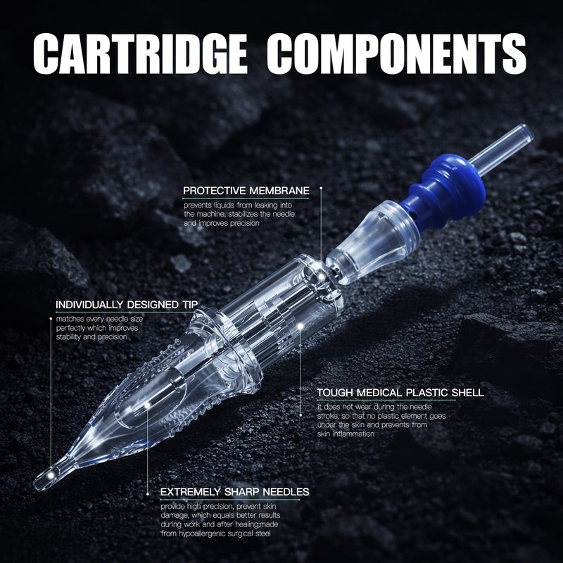 Dragonhawk Extreme Tattoo Needles - 20PCS Disposable 1207RM Round Magnum Cartridges Needles for Soft Blending High-Carbon Steel Tattoo Artist